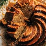 the top of a sliced banana bundt cake