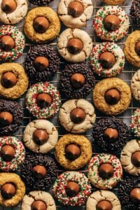 blossom cookies on a cooling rack