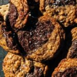 dark chocolate graham cracker cookies on a cooling rack