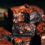 a stack of fudgy brown butter brownies