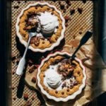 dessert for two skillet cookies on a baking pan