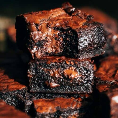 a stack of fudgy brown butter brownies