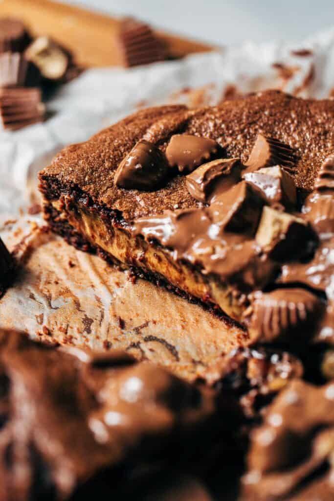 inside a sliced peanut butter lava cake