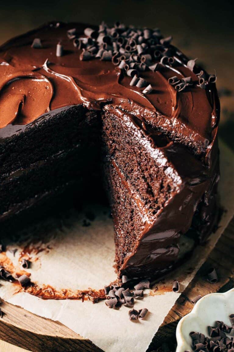 the inside of a sliced chocolate cake