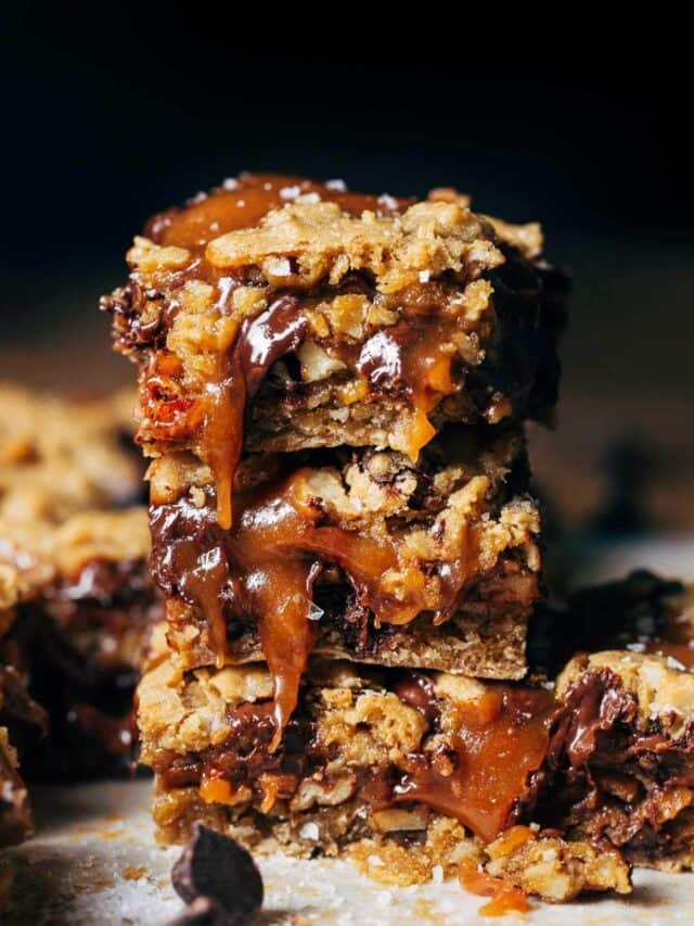 Salted Caramel Chocolate Chip Oat Bars
