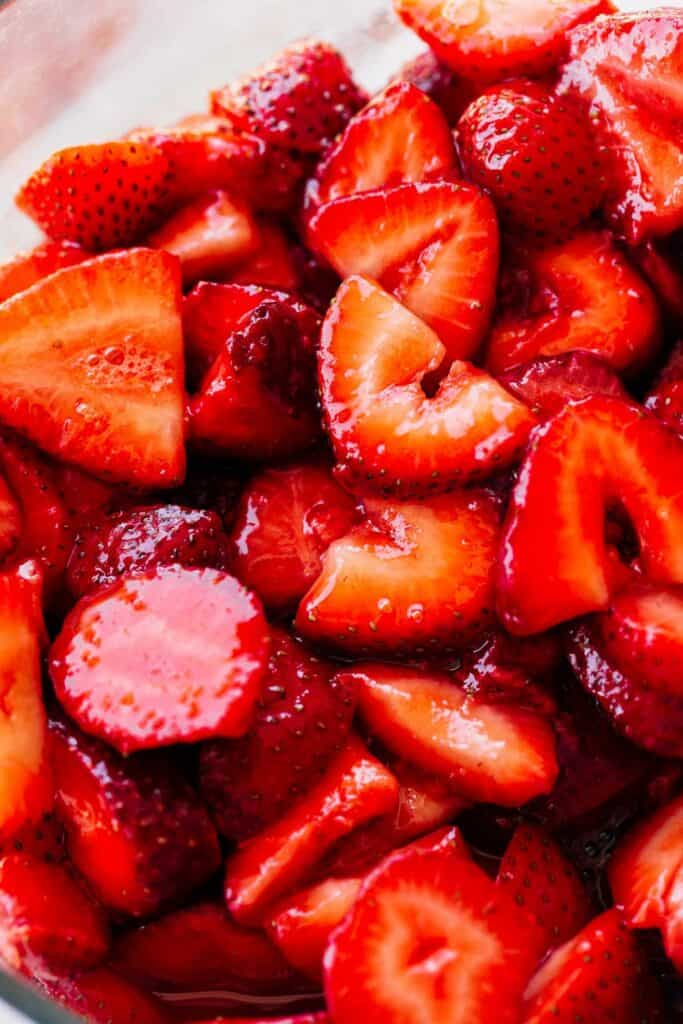 macerated strawberries in a bowl