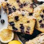 slices of lemon blueberry loaf cake