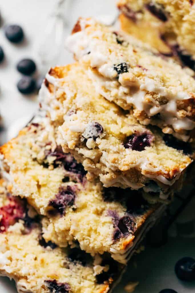 slices of lemon blueberry loaf