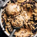 two scoops of coffee cookie dough ice cream