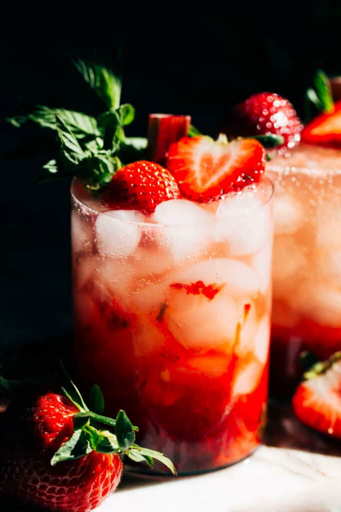 strawberry mojito with rhubarb