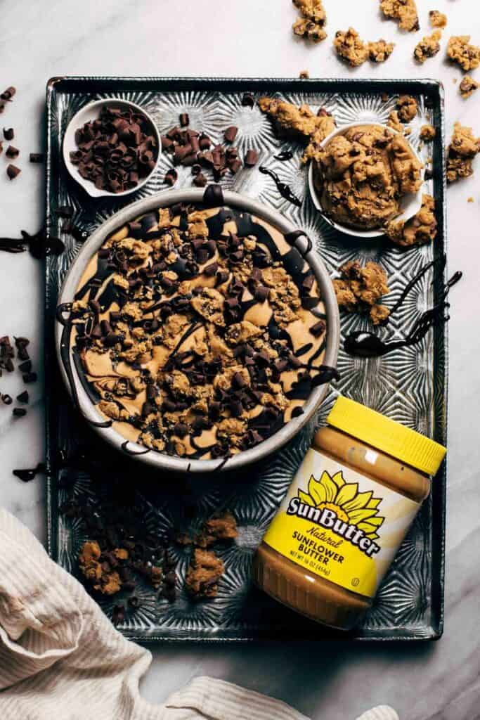 a container of coffee cookie dough ice cream