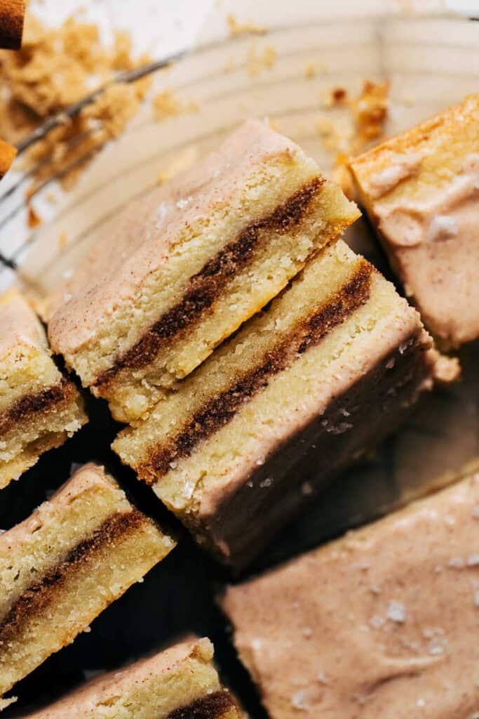 brown sugar cinnamon baked in between two layers of shortbread