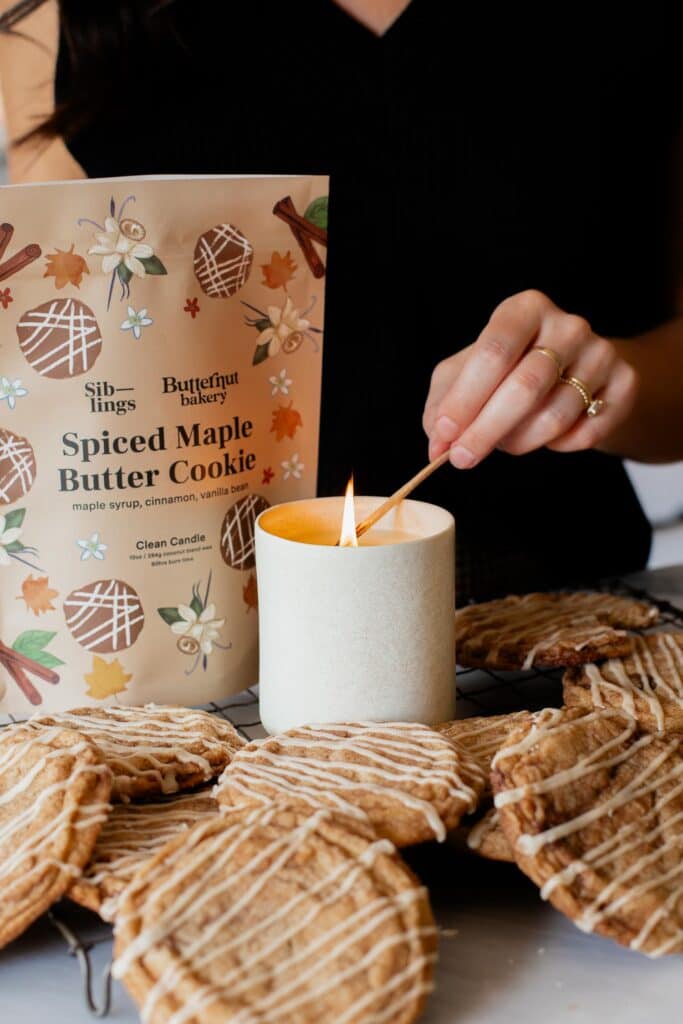 spiced maple butter cookies with candle