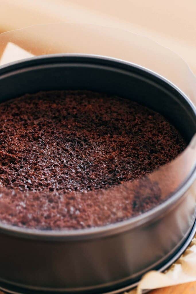 chocolate cake in a springform pan