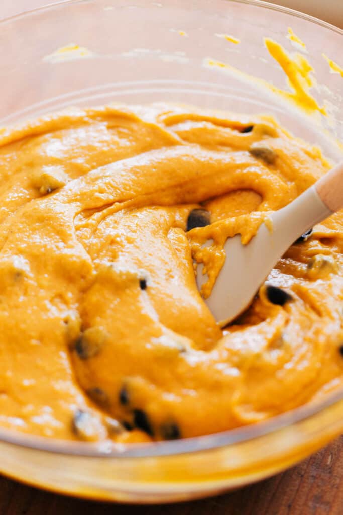 pumpkin chocolate chip muffin batter