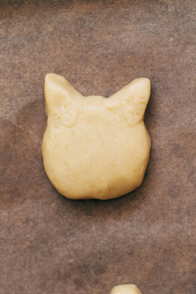 cat shaped sugar cookie dough