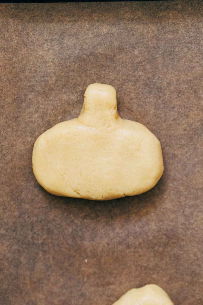 cookie dough shaped as a pumpkin