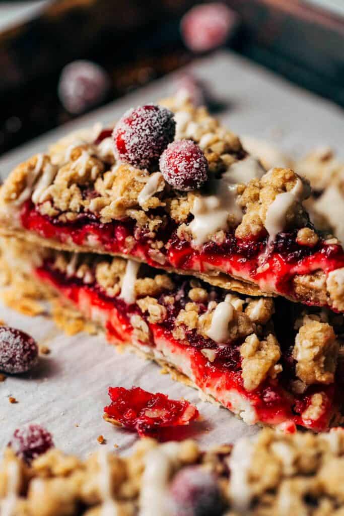 stacks of cranberry pie bars
