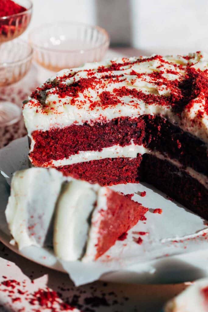 dye free red velvet cake with cream cheese frosting