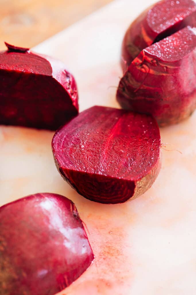 sliced beets on a cutting board
