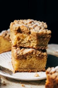 a stack of two slices of coffee cake