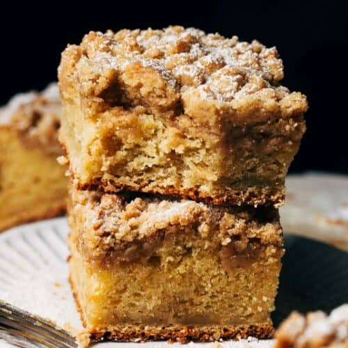 a stack of two slices of coffee cake