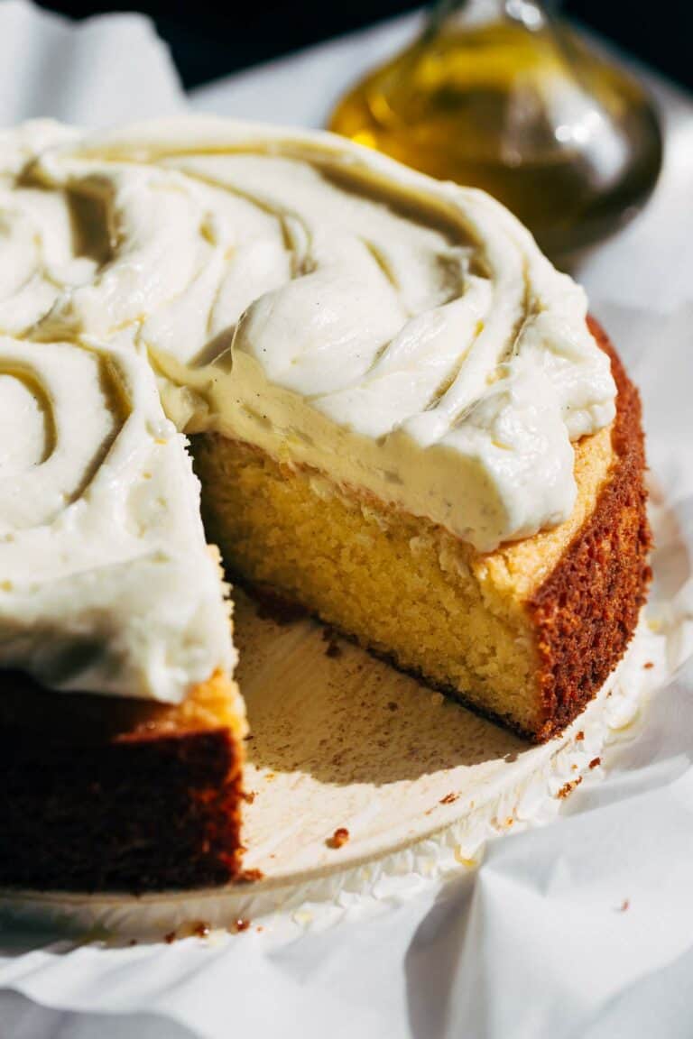 inside a sliced olive oil cake