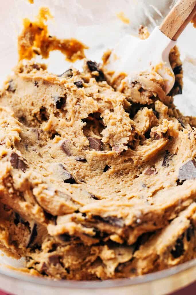 bowl of brown butter chocolate chip cookie dough