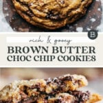 brown butter chocolate chip cookies pinterest