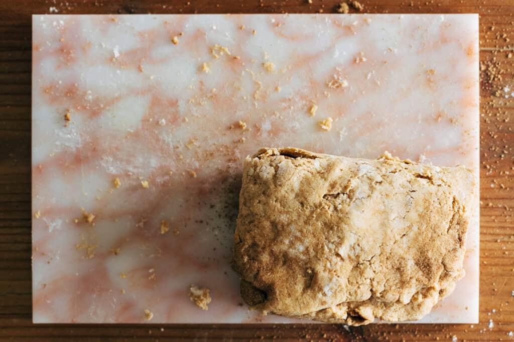 process shot of finished folded scone dough