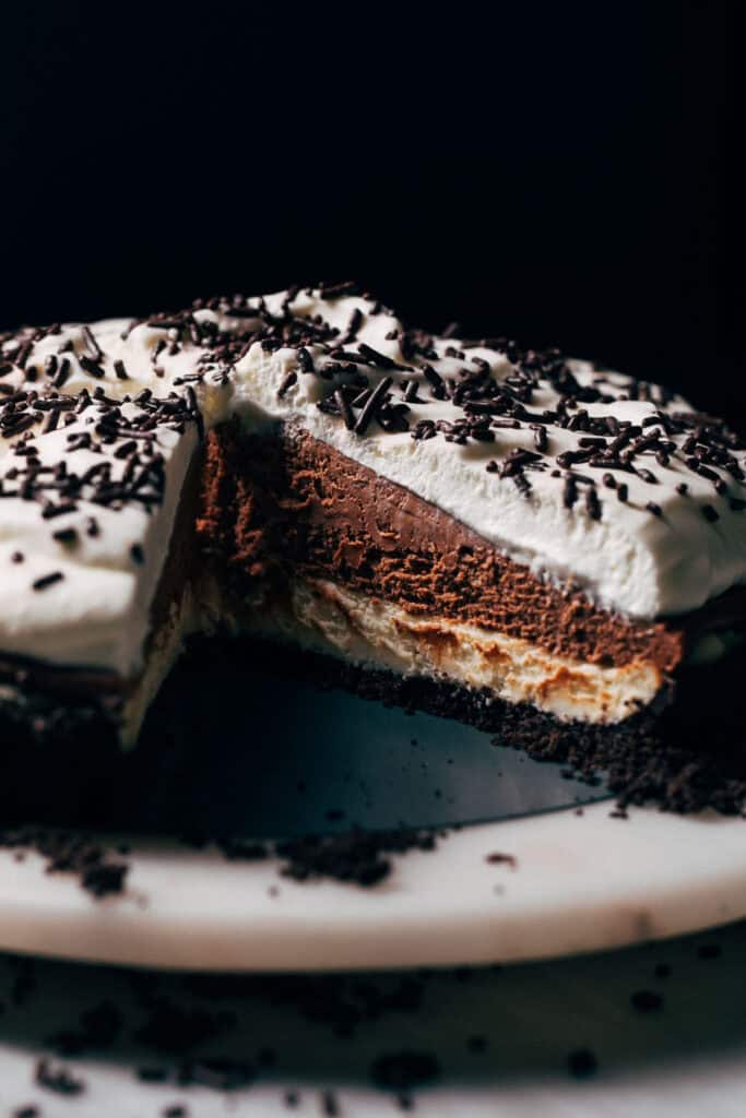 inside a french silk cheesecake