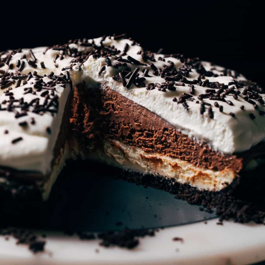inside a french silk cheesecake