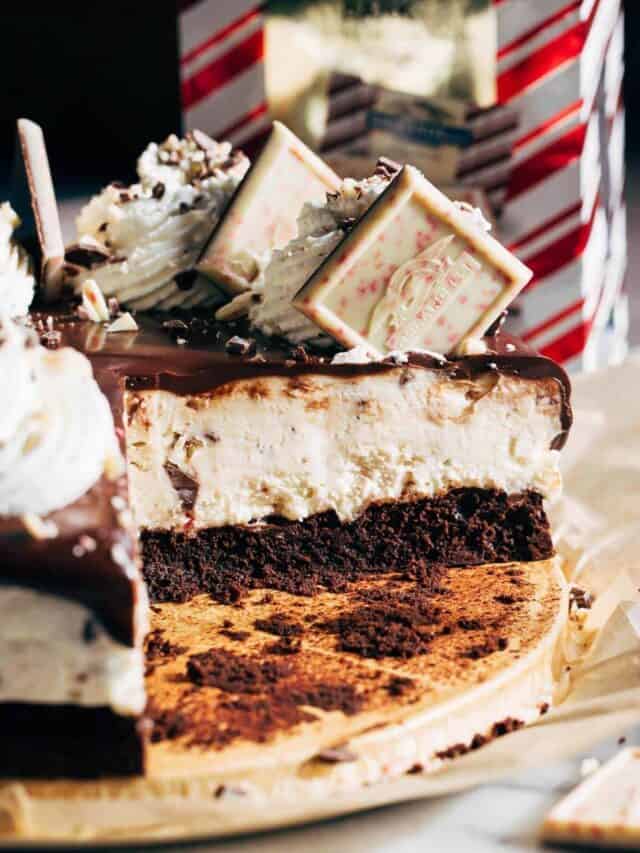 inside of a chocolate peppermint mousse cake