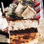 inside of a peppermint bark mousse cake