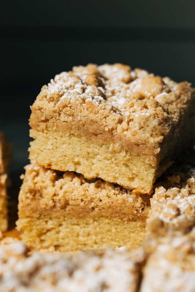 a stack of coffee cake slices