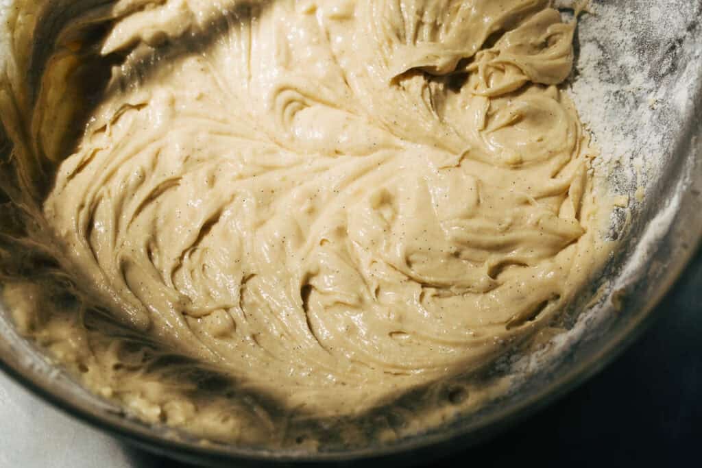 a bowl of coffee cake batter