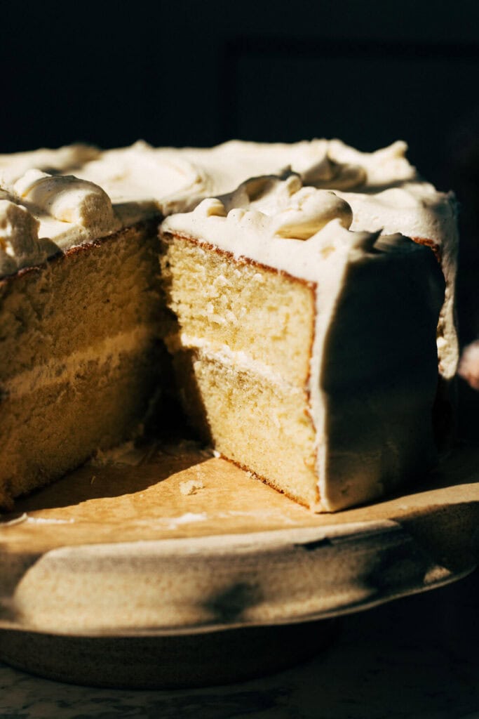 inside a vanilla layer cake