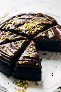 sliced chocolate olive oil cake