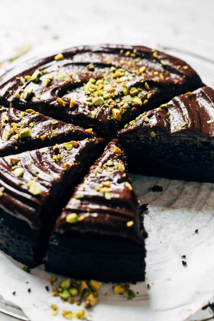 sliced chocolate olive oil cake