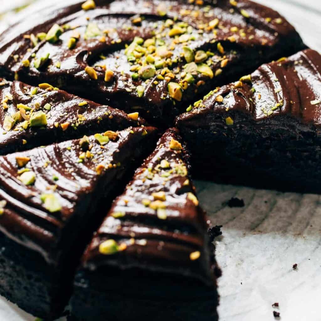 sliced chocolate olive oil cake
