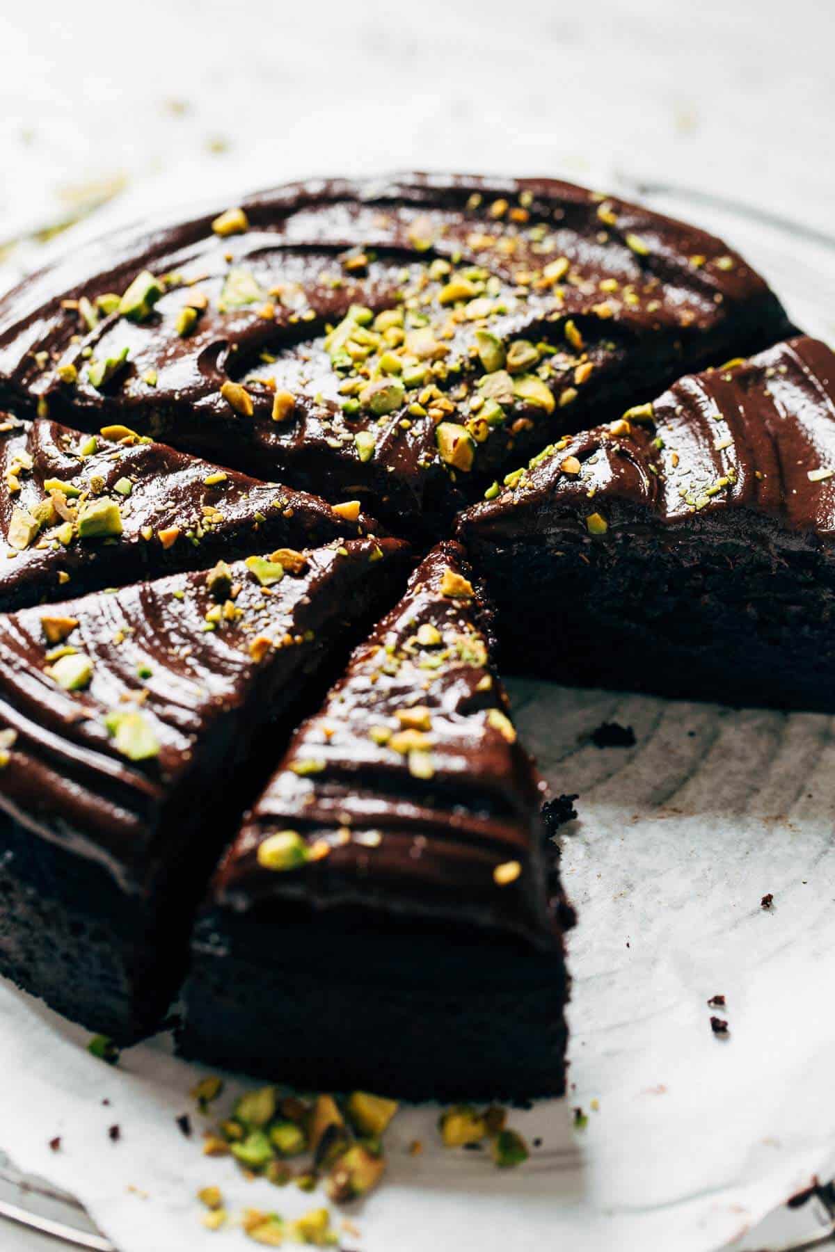 sliced chocolate olive oil cake