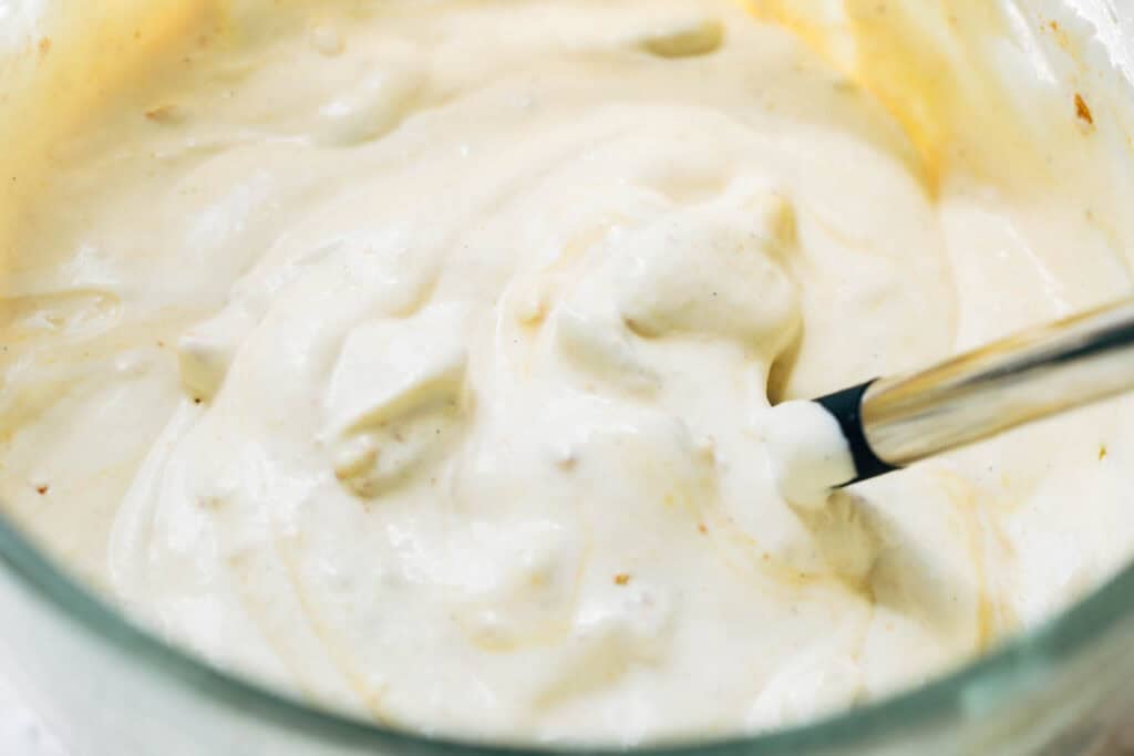 a bowl of banana pudding ice cream batter