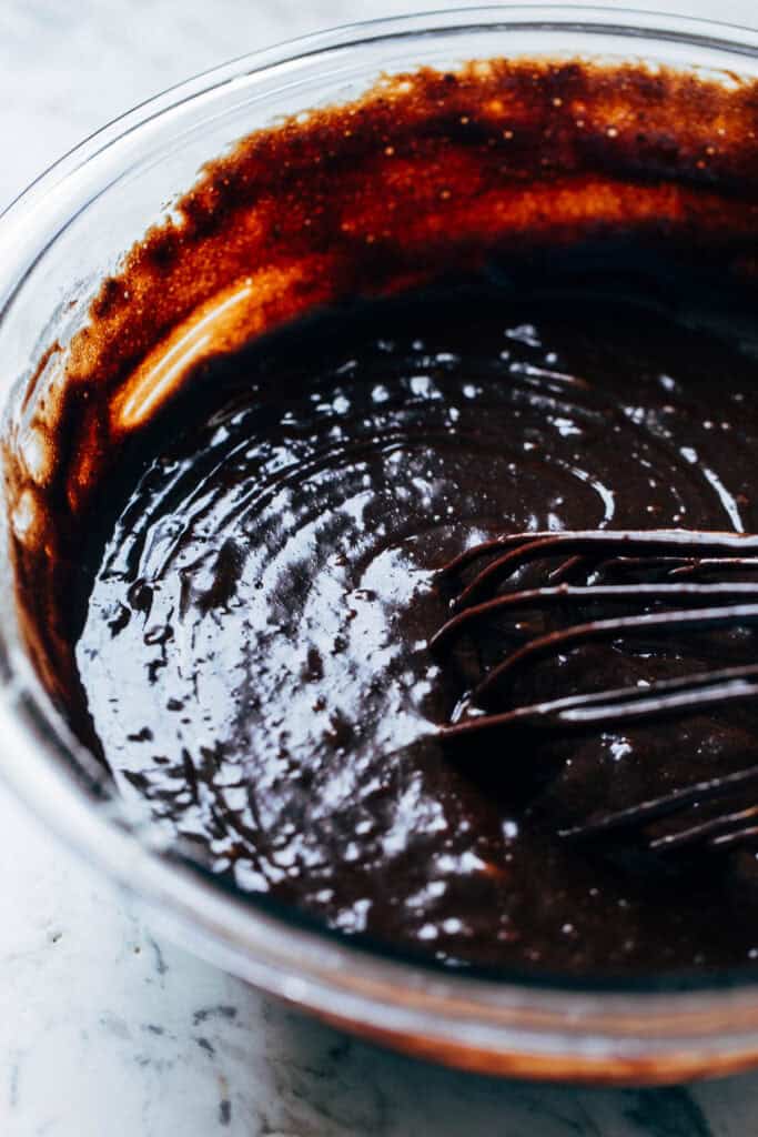 process shot of brownie batter