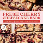 fresh cherry cheesecake bars pin