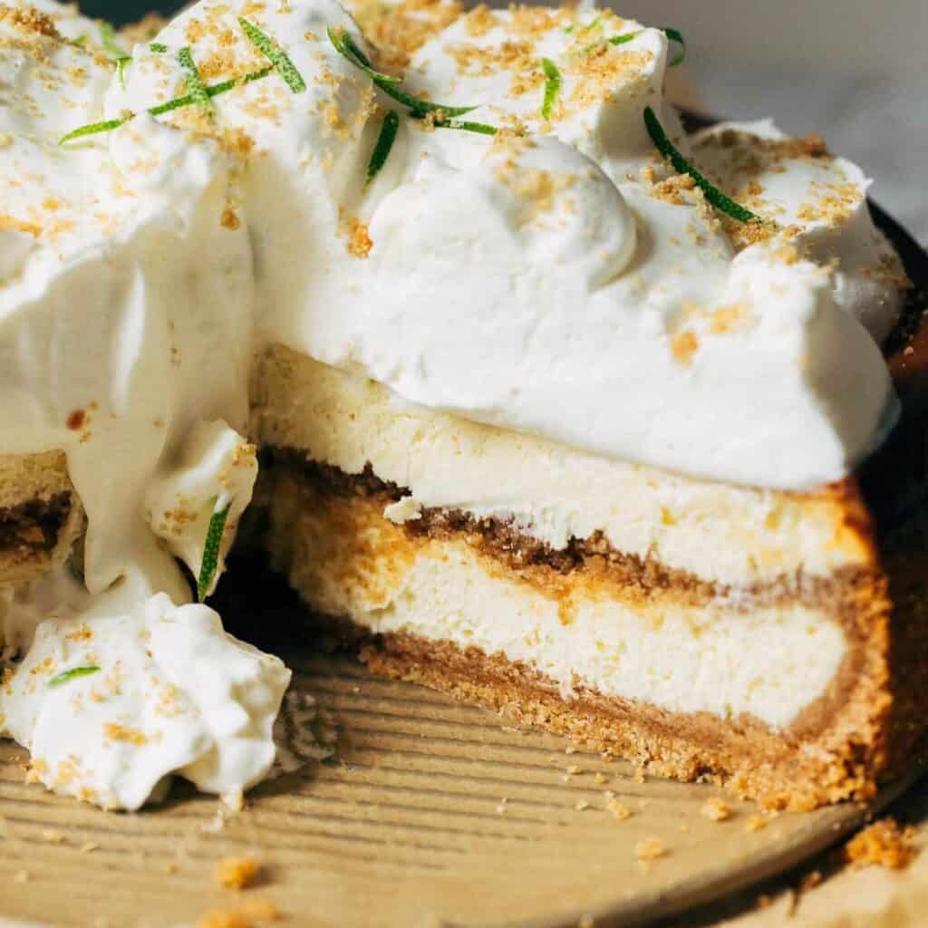 inside a key lime cheesecake