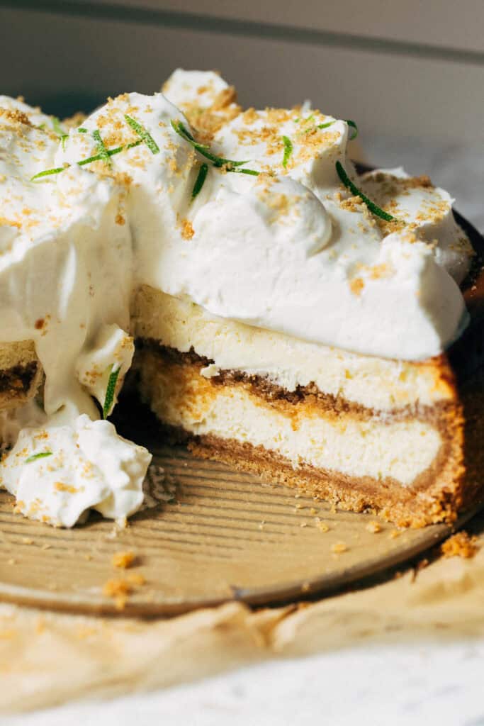 inside a key lime cheesecake
