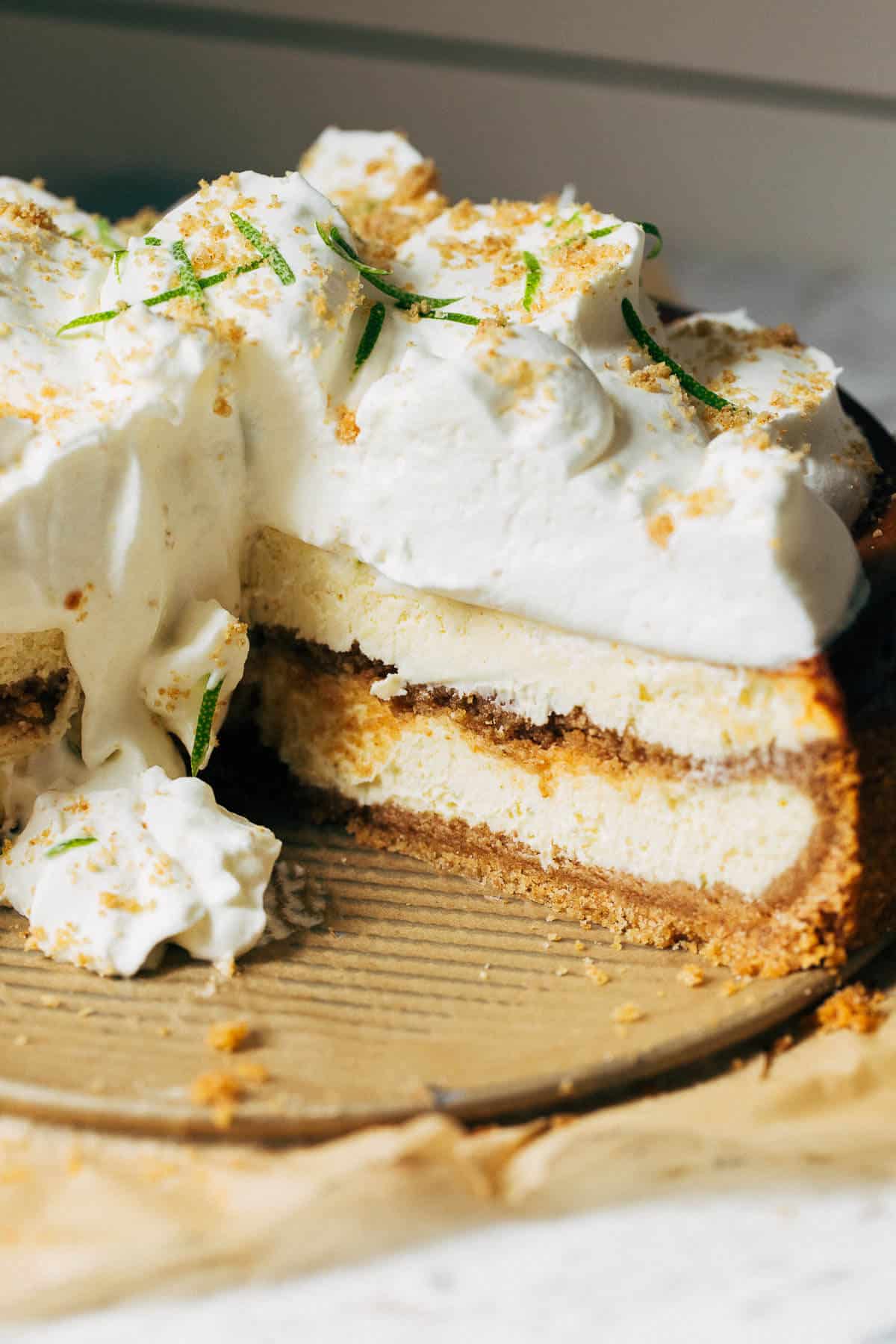 inside a key lime cheesecake