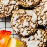 close up on iced apple cookies