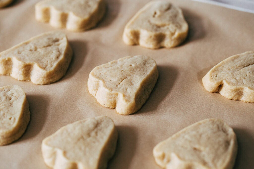 process shot of baked ghost cookies
