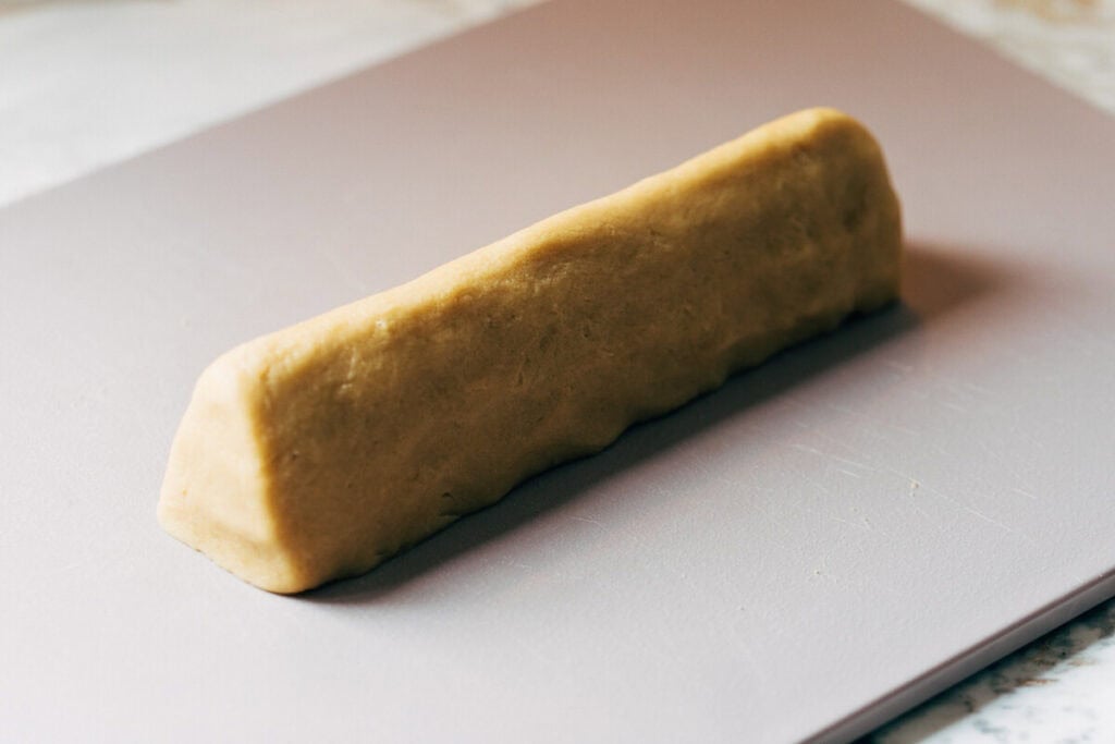 process shot of ghost cookie dough triangle